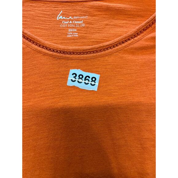 Lane Bryant‎ Womens Orange Top Plus Size 22/24 Cool Casual Cotton Slub Soft - Picture 6 of 6
